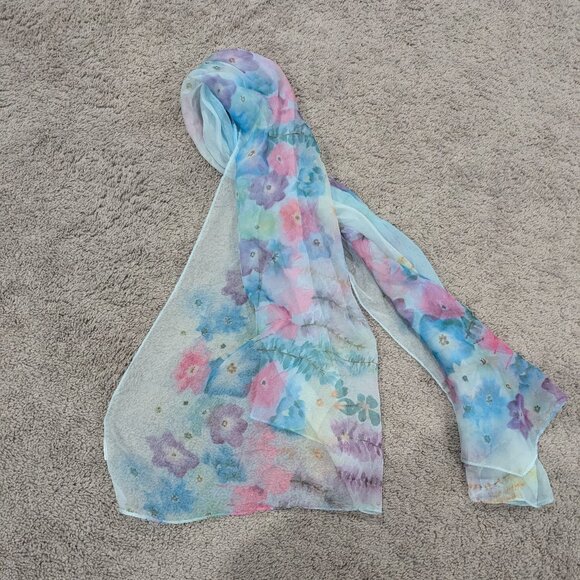 Blue Silk Scarf - Picture 1 of 3